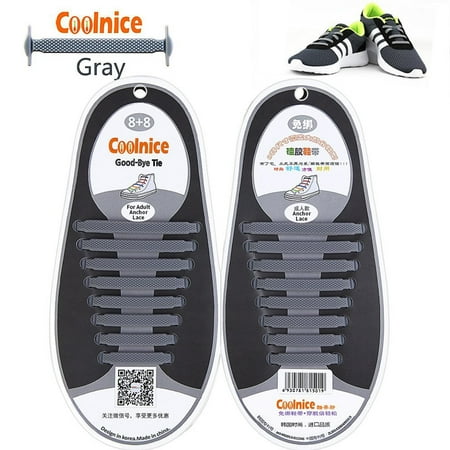 Spencer No Tie Shoelaces for Kids & Adults, Silicone Elastic Shoelaces for Sneaker, Flat Tieless Shoe Laces for Outdoor Sport "Gray" price history and forecast - Spencer