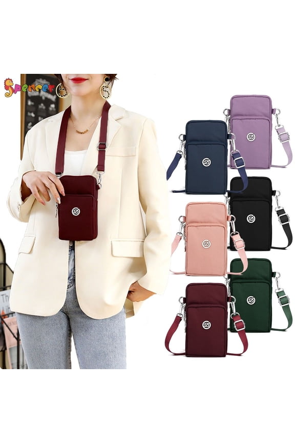 Nylon Crossbody Cell Phone Purse Mini Messenger Shoulder Strap Wallet Pouch Sports Armband Bag for Women (7.5*3.9*2.0inch, Wine Red）