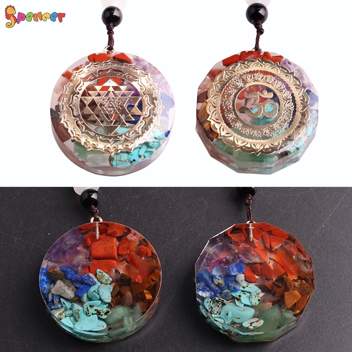 Spencer Orgonite Necklace Sri Yantra Pendant Sacred Geometry