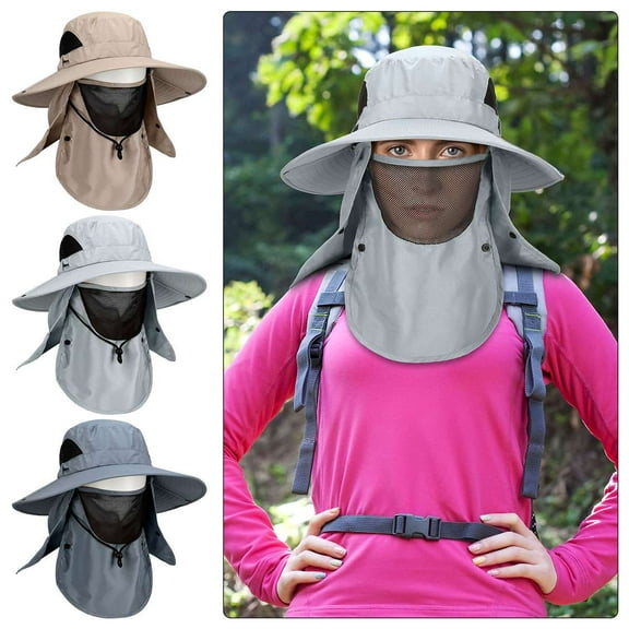 Spencer Outdoor Fishing Hat Wide Brim Sun Cap with UPF 50 Sun Protection and Removable Neck Flap, Bucket Hat for Man and Women, Beige