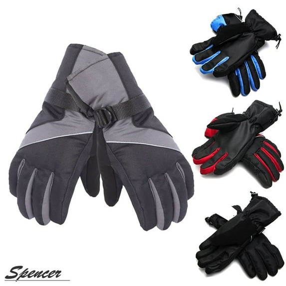 Spencer Outdoors Mens Waterproof Ski Gloves Winter Warm Thinsulate Insulated Ski Snowboarding Gloves with Wrist Band "Black"