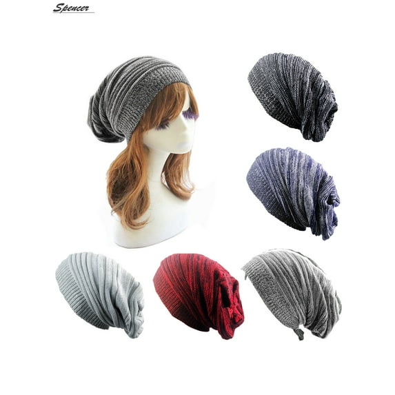 Spencer Oversized Winter Long Beanie Hats Warm Skull Knitted Baggy Caps for Men Women "Purple"