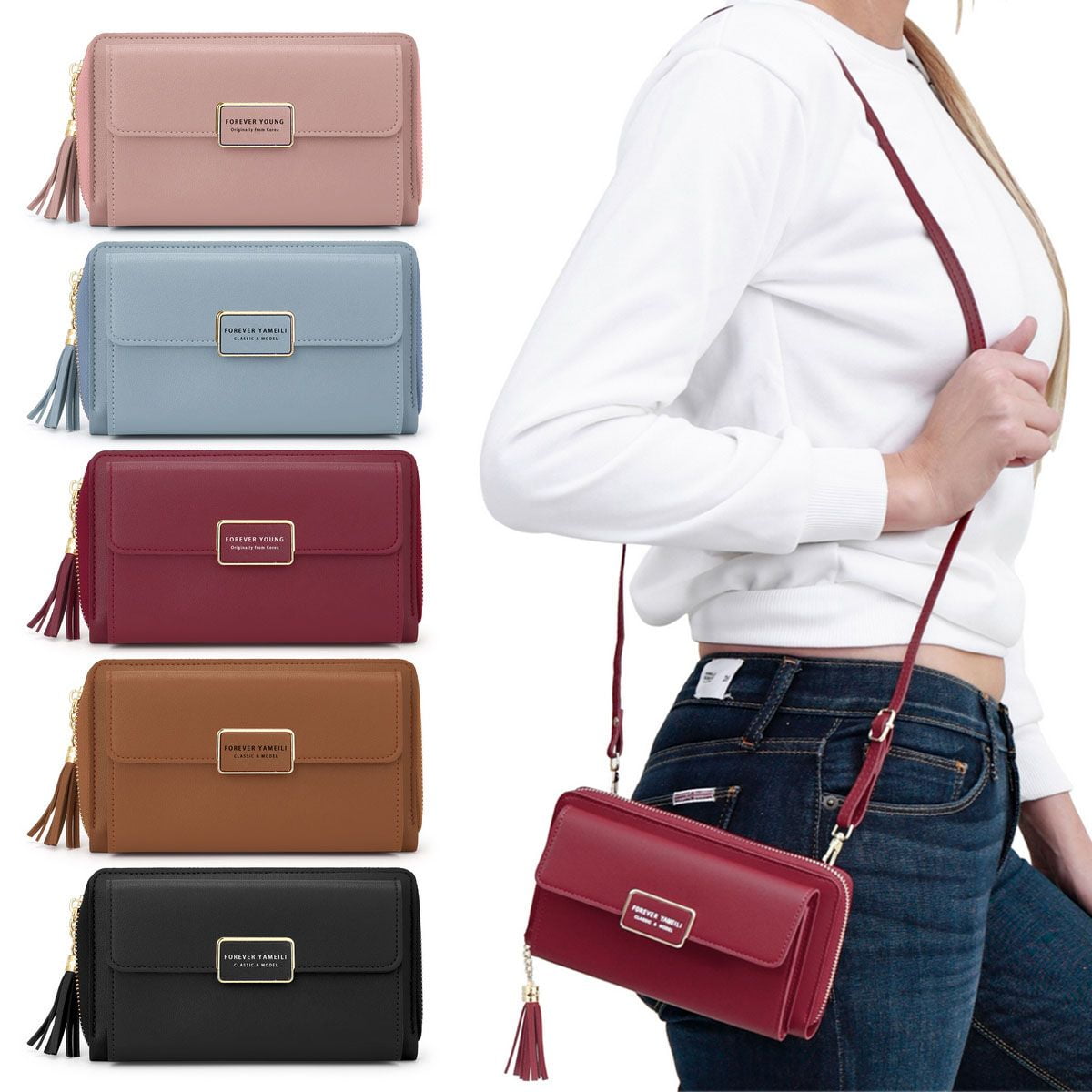 Spencer PU Leather Wallet Purse for Women, Small Crossbody Bags