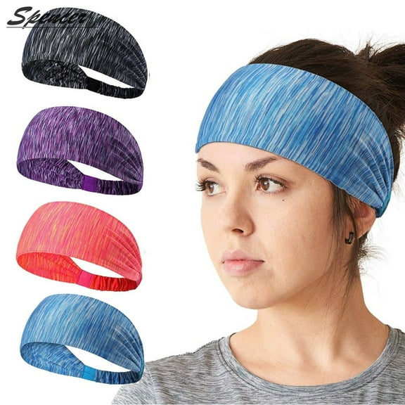 Spencer Pack of 2 Yoga Sports Headbands Elastic Wicking Non Slip Sweatband Hair Wrap for Running Sports Fitness fits All Men & Women