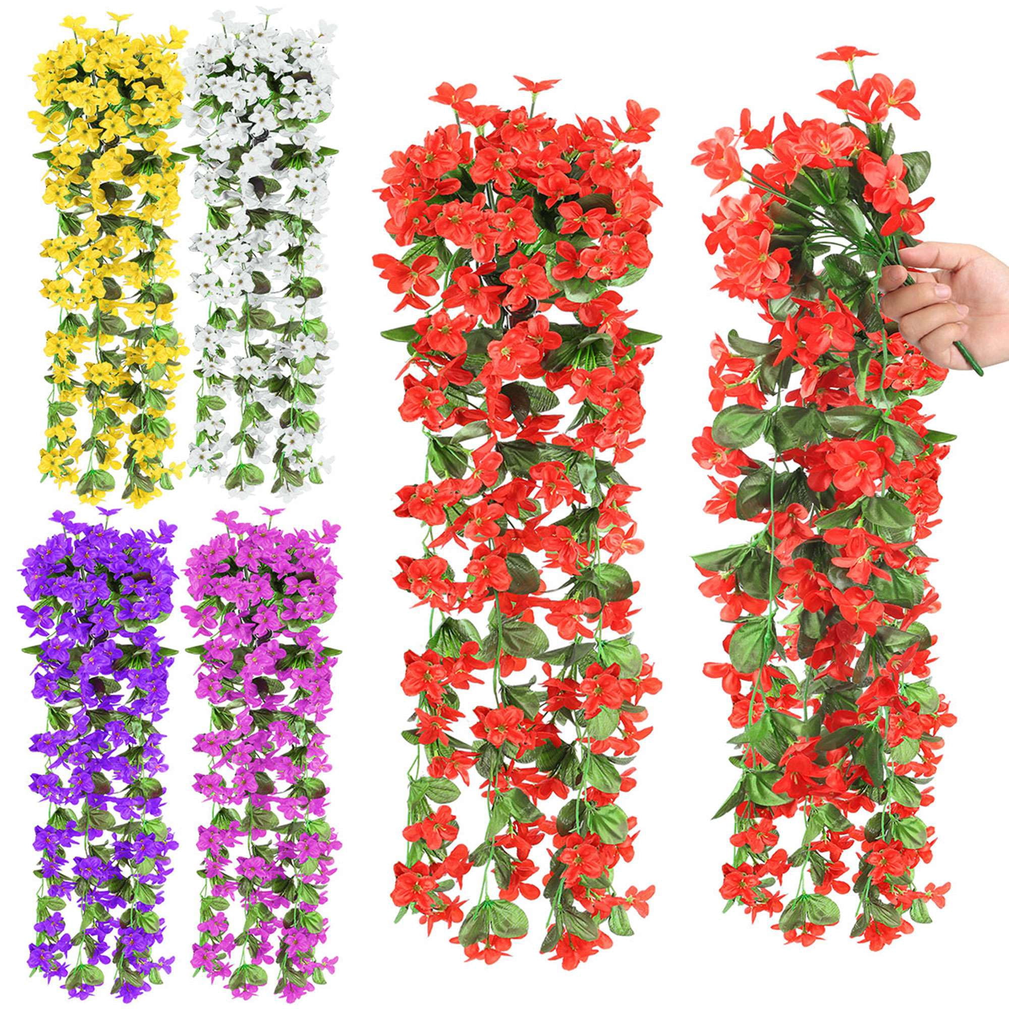 Spencer Pack of 5 Artificial Hanging Flowers 2.6Ft Fake Violet Plants ...