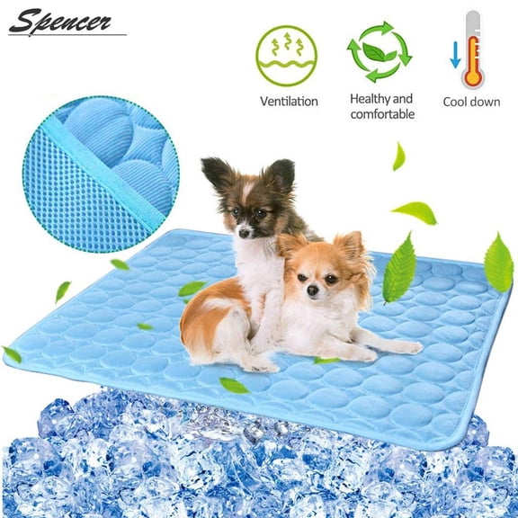 Spencer Pet Cooling Mat for Dogs Cats Non Toxic Breathable Ice Silk Cooling Pad Blanket for Kennels Crates Sofa Car Seats "Small, Gray"