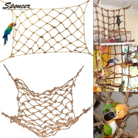 Spencer Pet Parrot Climbing Net Rope Bird Jungle Fever Swing Hemp Rope Cockatiel Ladder Play Net Animals Rope Toys "50*40 CM"