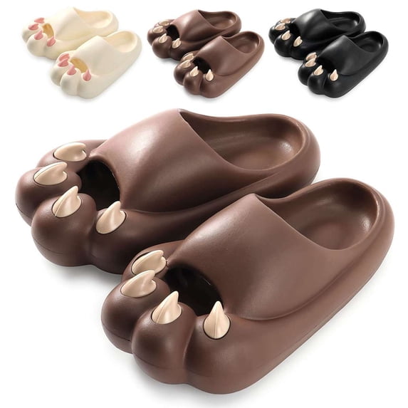 Spencer Pillow Slippers Cloud Paws Slides Shower Sandals Women Men Bathroom Slipper Non Slip Soft Thick Sole Home Slippers Indoor Outdoor Beach Shoes, Brown