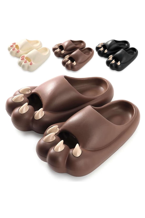 Pillow Slippers Cloud Paws Slides Shower Sandals Women Men Bathroom Slipper Non Slip Soft Thick Sole Home Slippers Indoor Outdoor Beach Shoes, Brown