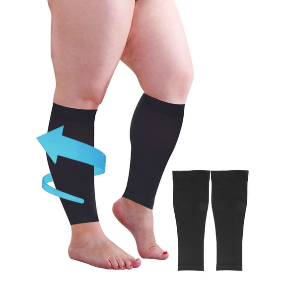 Spencer Plus Size Calf Compression Sleeves Men Women Leg Compression Sleeve Footless Socks 20-30 mmHg for Fitness Running, XXL-4XL