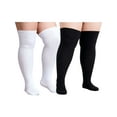 thumbnail image 1 of Spencer Plus Size Thigh High Socks for Womens Soft Extra Long Over the Knee Stockings Leg Warmer Boot Socks for Ladies, White, 1 of 9