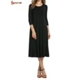 thumbnail image 1 of Spencer Plus Size Women's Casual Basic Comfy 3/4 Sleeve Round Neck Loose Fit A-line and Flare Midi Long Maxi Dress Tunic Swing Skater Dress, 1 of 5