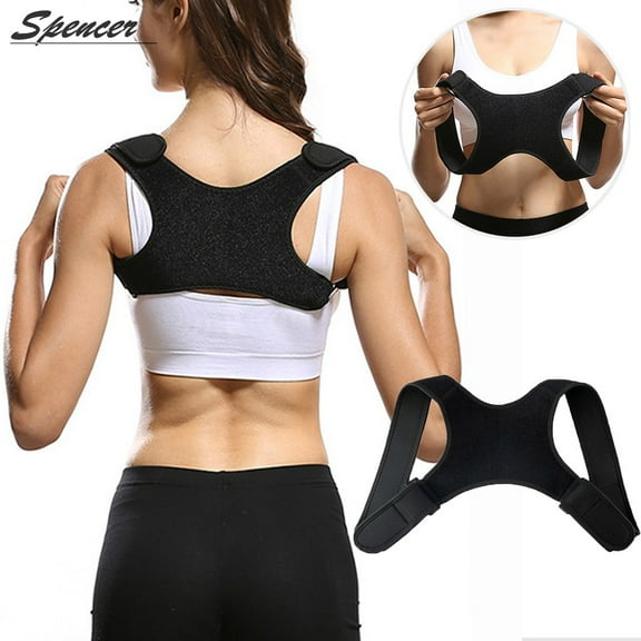 Spencer Posture Corrector Upper Back Support Belt Unisex Flexible, Black