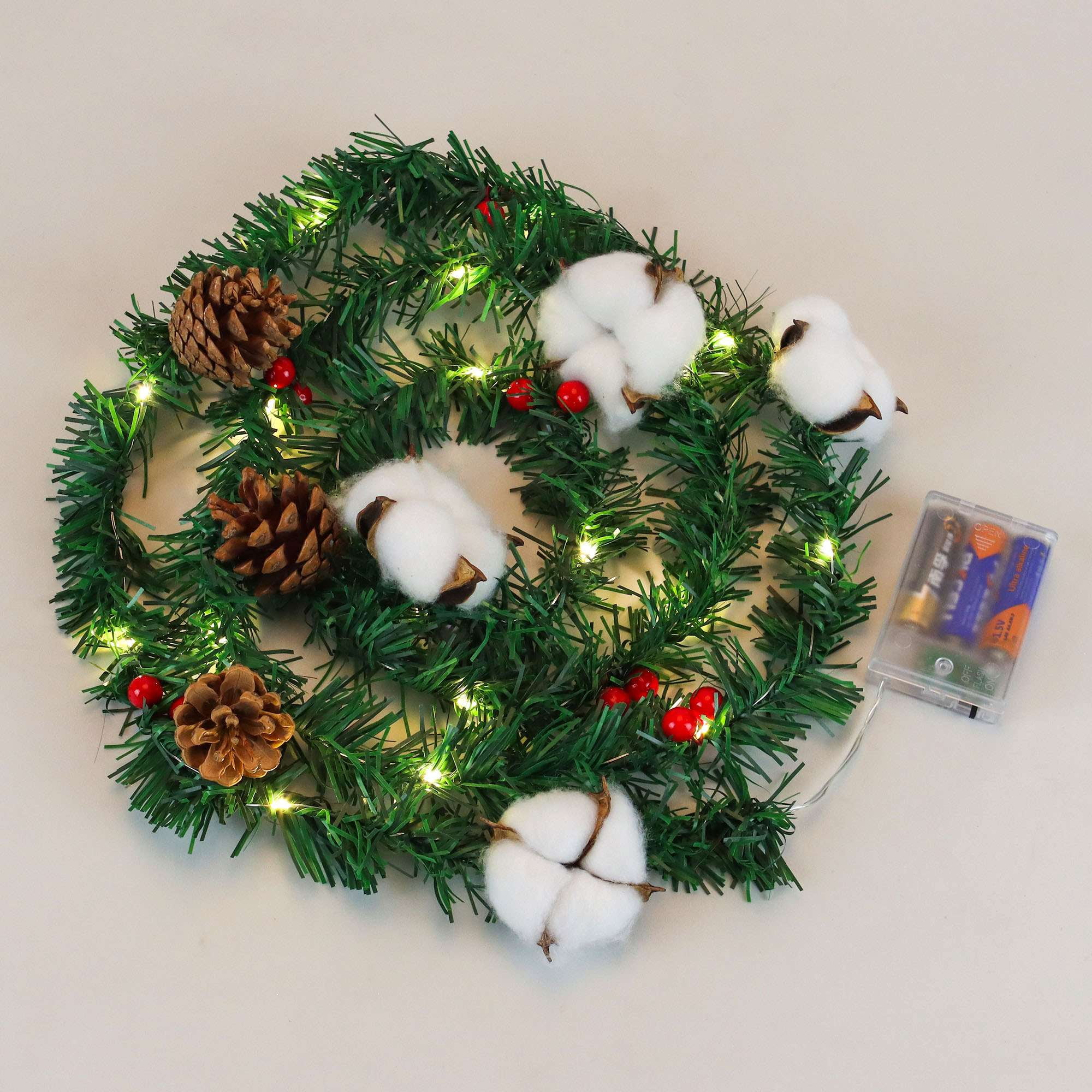 Spencer PreLit Artificial Christmas Garland with 20 LED Light Battery