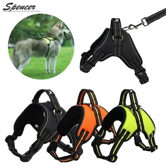 Spencer No Pull Dog Harness Outdoor Adjustable Pet Vest Reflective Oxford Harness Chest Strap for Dogs with Control Handle for Medium Large Dogs Walking Training "Green,L"