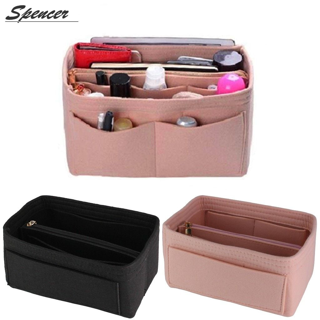 Spencer Felt Insert Purse Organizer Bag In Bag Handbag Compartment Bag  Makeup Cosmetic Pouch Storage Tote Bag M,Red 