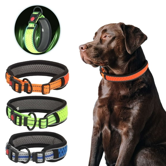 Spencer Reflective Dog Collar Soft Padded Dog Collars Breathable Adjustable Mesh Pet Collars for Small Medium Dogs (XS, Orange)