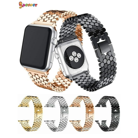 Spencer Replacement Strap Bands Stainless Steel Metal Watch Wristband Bracelet for Apple iWatch Bands Series 7 6 5 4 3 2 1 For Men Women "38mm/40mm,Rose Gold"