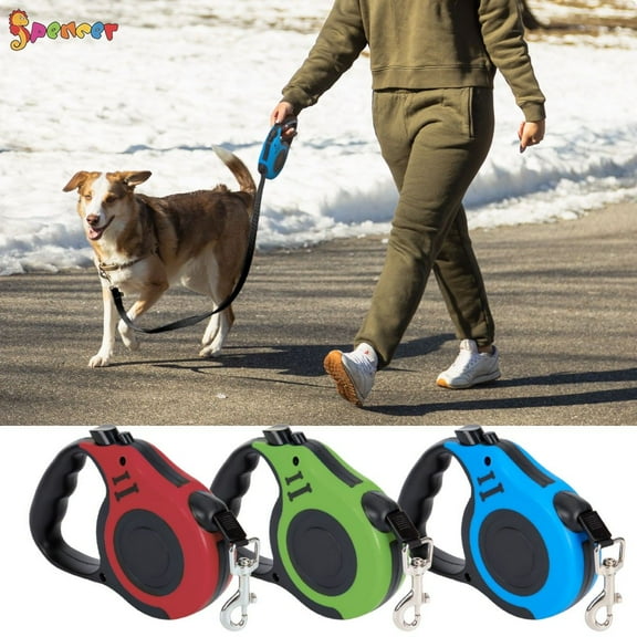 Spencer Retractable Dog Leash, 16ft Heavy Duty Pet Walking Leash 360°Tangle-Free One-Hand Brake with Anti-Slip Handle (Blue)