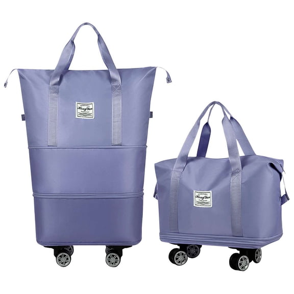 Spencer Rolling Duffel Bag with Wheels, 3 Layer Expandable Luggage Bag Foldable Luggage Carry On Bag Weekend Bag with Detachable Wheels for Travel, Blue