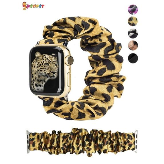 Spencer Scrunchie Watch Band Compatible for Apple Watch Band 38mm 40mm 42mm 44mm Cloth Cute Printed Elastic Wristbands Women Bracelet Strap for iWatch Series 9 8 7 6 5 4 3 2 1 SE