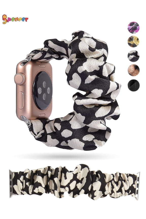 Scrunchie Watch Band Compatible for Apple Watch Band 38mm 40mm 42mm 44mm Cloth Cute Printed Elastic Wristbands Women Bracelet Strap for iWatch Series 9 8 7 6 5 4 3 2 1 SE