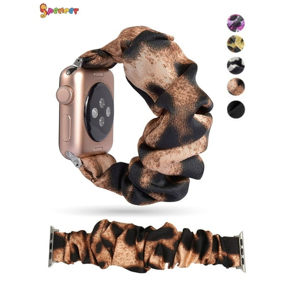Spencer Scrunchie Watch Band Compatible for Apple Watch Band 38mm 40mm 42mm 44mm Cloth Cute Printed Elastic Wristbands Women Bracelet Strap for iWatch Series 9 8 7 6 5 4 3 2 1 SE