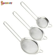 Spencer Set of 3 2.8 Stainless Steel Fine Mesh Strainers Set Liquid Colanders Sieve Sifters Crafted with Handles for Quinoa & Amaranth Kitchen Food,Tea Coffee Powder Fry, Juice