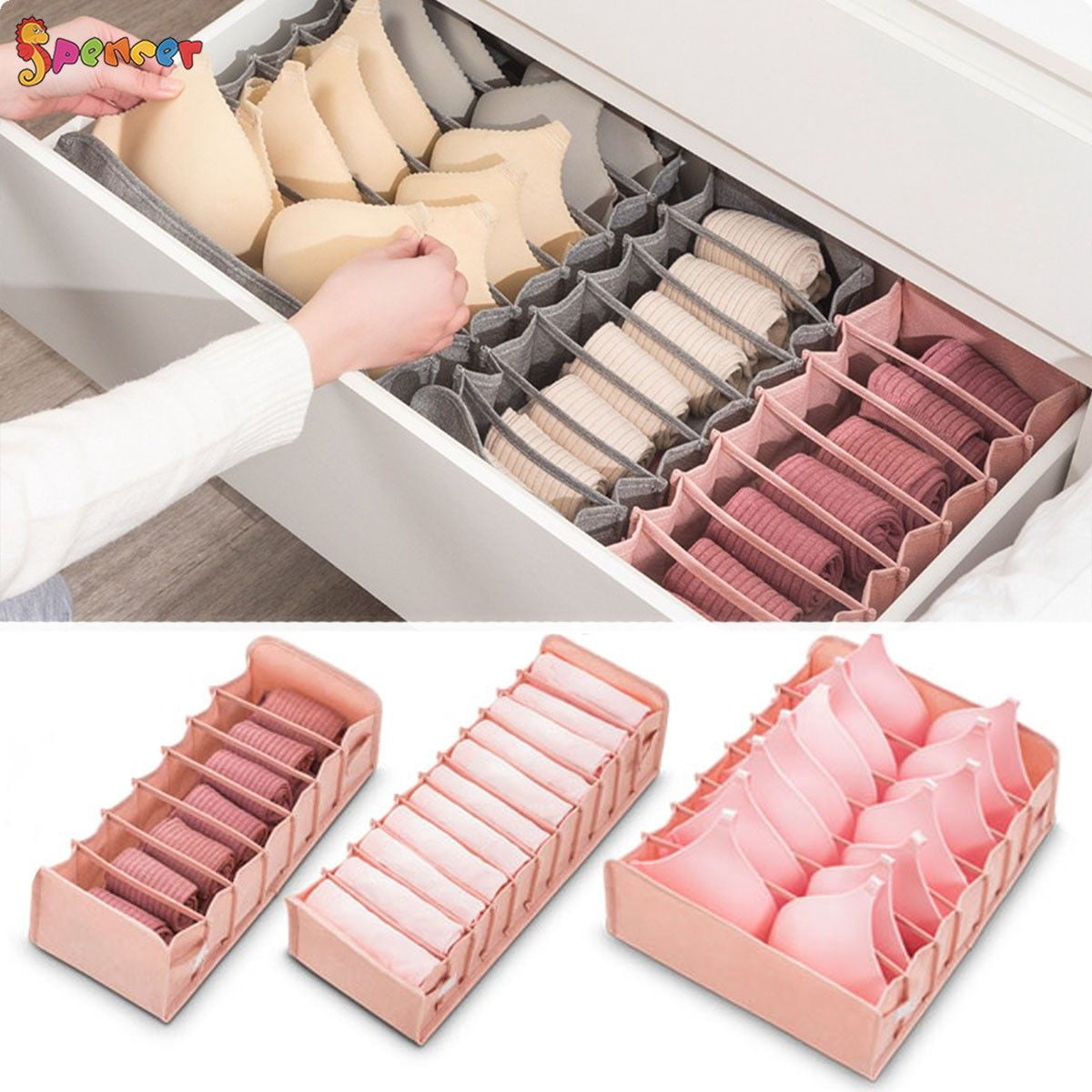 3pcs Drawer Divider Closet Underwear Socks Bra Organizer Container Sto
