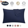 thumbnail image 1 of Spencer Set of 2 Pure Cotton Pillowcases for Hair and Skin Ultra Soft Pillow Covers with Envelope Closure (Navy, King), 1 of 8