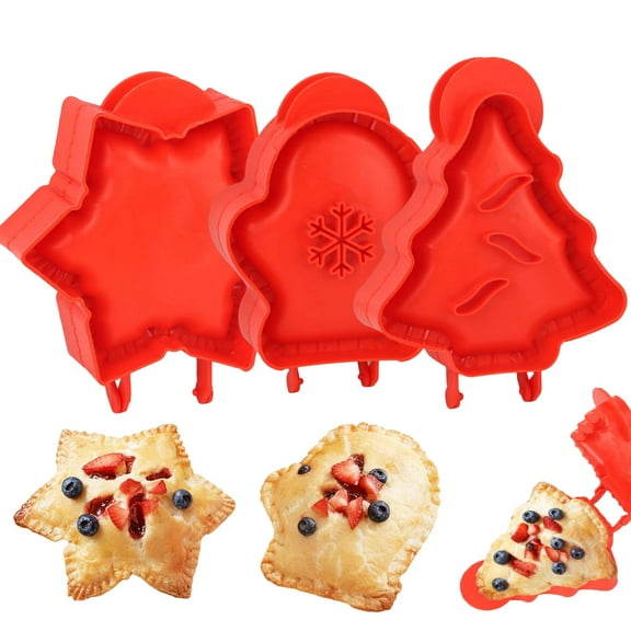 Spencer Set of 3 Hand Pie Molds Dough Presser Pocket Pie Molds Mini Christmas Pie Maker for Baking (Gloves, Snowflake, Christmas Tree Shape)