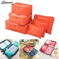 thumbnail image 1 of Spencer Set of 6 Waterproof Packing Cubes Travel Luggage Packing Organizer Pouch Clothes Storage Bag Suitcase for Toiletry "Orange", 1 of 7
