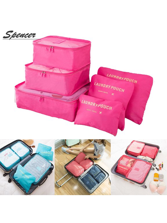 Set of 6 Waterproof Packing Cubes Travel Luggage Packing Organizer Pouch Clothes Storage Bag Suitcase for Toiletry "Rose Red"