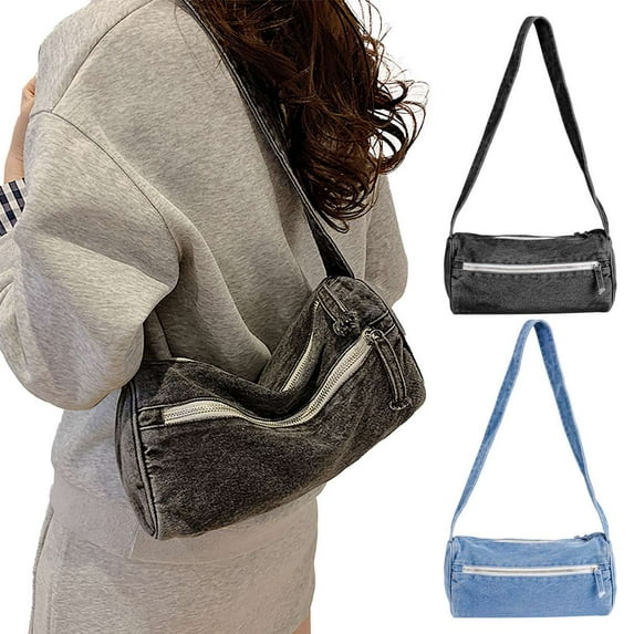 Spencer Shoulder Bag for Women Retro Hobo Handbags Tote Satchels Trendy Lightweight Denim Purse, Blue