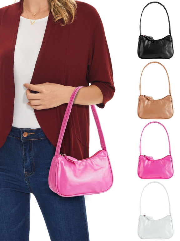 Shoulder Bags for Women, Cute Hobo Tote Handbag Mini Clutch Purse with Zipper Closure, Black