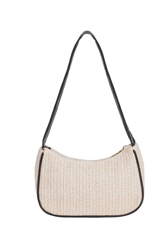 Shoulder Bags for Women, Straw Hobo Tote Handbag Mini Clutch Purse with Zipper Closure, Women's Woven Retro Shoulder Bag