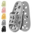 thumbnail image 1 of Spencer Shower Shoes for Women Men, Quick Drying Non Slip Bath Slippers with Drain Holes, Gray, 13-14 Women/11-12 Men, 1 of 10