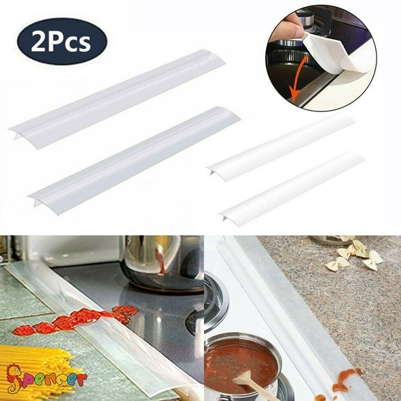 Spencer Silicone Stove Gap Covers（2 Pack）, Heat Resistant Oven Gap Filler Seals Gaps Between Stovetop and Counter, Easy to Clean "21 Inches, Clear"