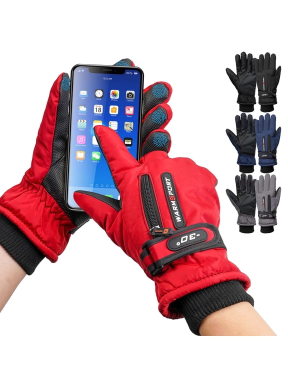 Ski Gloves Winter Gloves for Men Women, Touchscreen Waterproof Windproof Gloves Cold Weather Warm Thermal Gloves for Cycling Hiking Camping