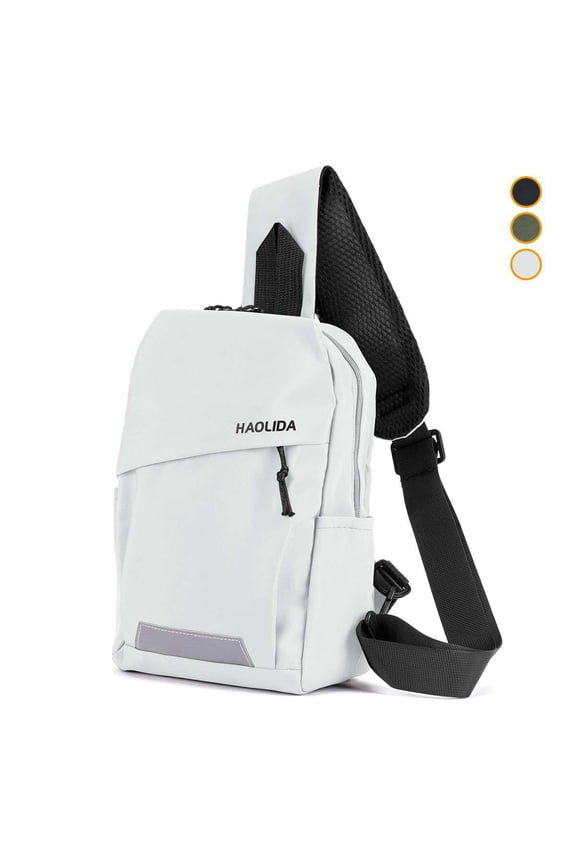 Sling Bag Crossbody Sling Backpack for Men Women Lightweight Daypack Cross Body Chest Bag for Travel Hiking, White