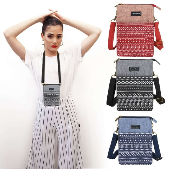 Spencer Small Crossbody Cell Phone Bag for Women Canvas Purse Bag Lightweight Shoulder Wallet Cellphone Pouch, Red