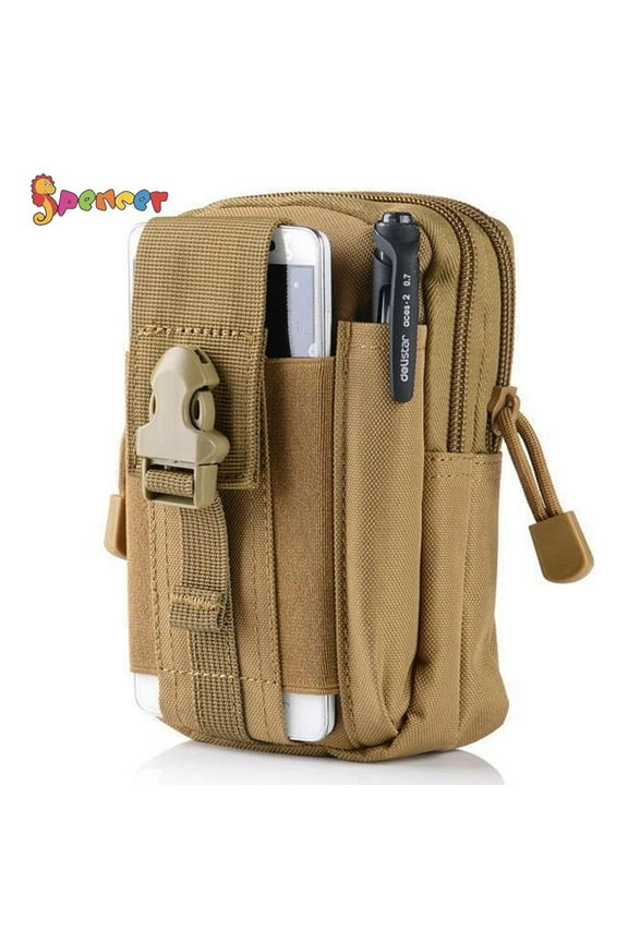 Small Pouch Belt Bag Waterproof Nylon Utility Waist Pack Bag Camping Hiking Pouch "Mud color"