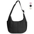 thumbnail image 1 of Spencer Small Puffer Crescent Underarm Shoulder Bag for Women, Nylon Quilted Purses Hobo Handbag with Adjustable Strap Crescent Clutch, Black, 1 of 10