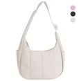 thumbnail image 1 of Spencer Small Puffer Crescent Underarm Shoulder Bag for Women, Nylon Quilted Purses Hobo Handbag with Adjustable Strap Crescent Clutch, White, 1 of 10