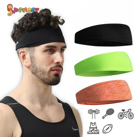 Spencer Sport Headband for Men Women Non-Slip Elastic Stretch Workout Sweatband Hair Wrap for Yoga Running Fitness "Orange"