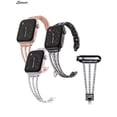 thumbnail image 1 of Spencer Stainless Steel Bling Replacement Bands Rhinestone Strap Wristband Compatible Apple Watch iWatch Bands for Series 7 6 5 4 3 2 1 42mm/44mm "Silver", 1 of 7