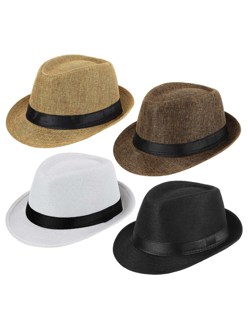 2 Pack Fedora Hats Wide Brim Cotton Polyester Unisex Casual Sun Protection Ultrafun 5 Pack Short Brim Fedora Classic Summer Beach Sun  main image 4