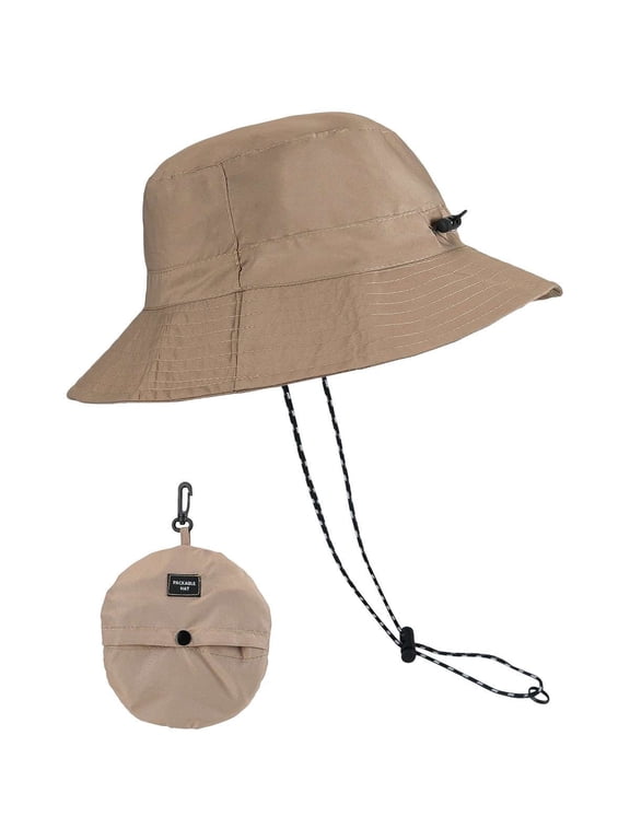 Sun Hat Waterproof Boonie Hat for Men Women, Summer Wide Brim Quick Dry Packable Bucket Hat for Fishing Hiking Camping, Khaki