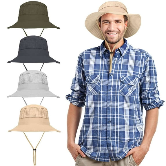 Spencer Sun Hat for Men Women, Waterproof Wide Brim Bucket Hat Foldable Boonie Hat for Fishing Hiking Garden Safari Beach Golf, Brown
