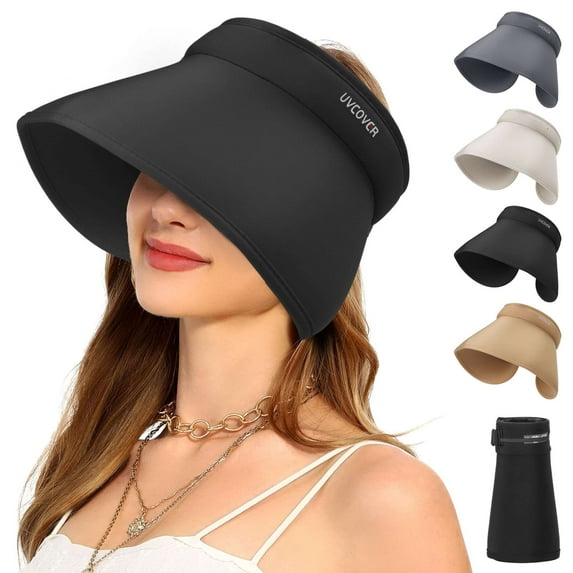 Spencer Sun Visor Hats, Adjustable Empty Top Wide Brim Hat, One Size Outdoor Sun Sports Visor Caps for Women and Men Cycling Fishing Hiking Running, Gray